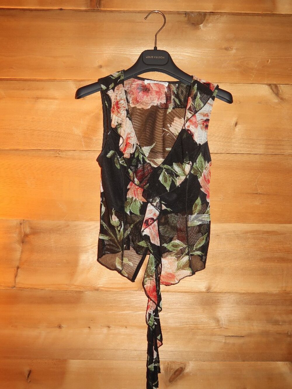 12th Tribe Sans Souchi Sheer Black Floral Blouse with ties